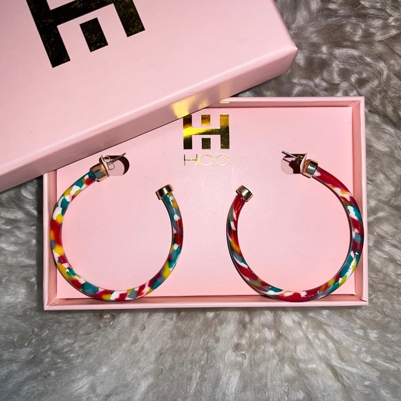 Hoo Hoops 2" Hoop Earrings - Confetti - Picture 1 of 2